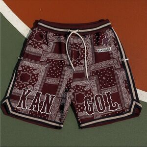 Kangol Maroon Bandana Print Shorts Mens Size L NWT Streetwear Summer Style